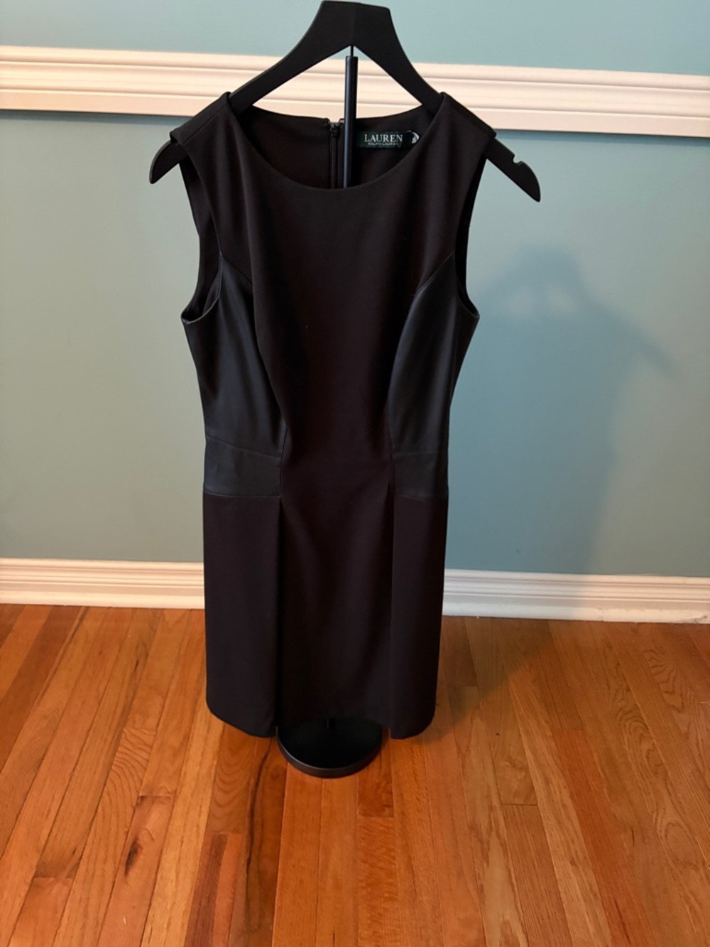Lauren Ralph Lauren Black Sleeveless Sheath Dress with Panel Details